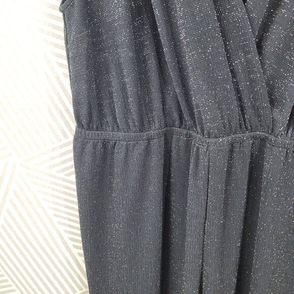 New Jumpsuit Plus Size 3X Playsuit Silver Black Stretchy Evening Event Wrap Top - Picture 4 of 8